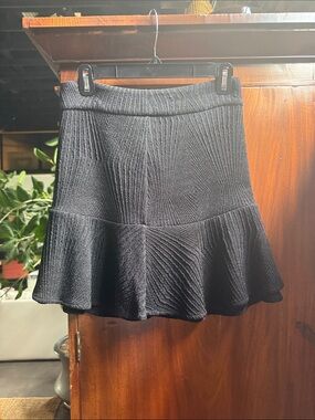 IRO Black Ribbed Knit Flared Hem Skirt